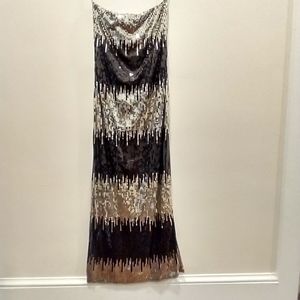 Gold and black sequined sleeveless dress